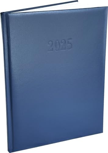 Chefplaner 2026 fast A4 in Lederoptik Terminbuch 2026 Buchkalender 1 Woche 2 Seiten Hardcover Terminplaner 2026 Chefkalender mit Wochenübersicht (Dunkelblau)