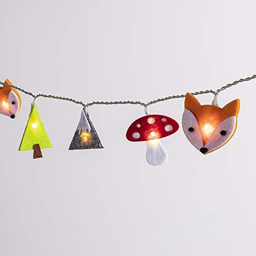 Lights4fun 30er LED Lichterkette mit Filz Motiven Kinderzimmer Timer Strombetrieb Woodland