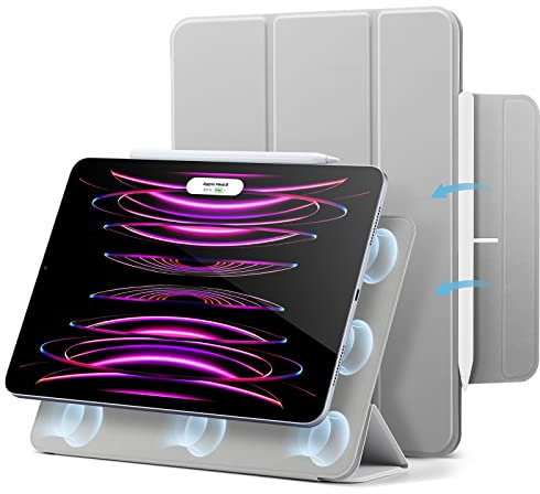 ESR for iPad Pro 12.9 Case (2022/2021/2020, 6th/5th/4th Gen), iPad Air 13 inch Case 2025/2024, Convenient Magnetic Attachment, 2-Way Stand, Full Pencil 2 Support, Rebound Magnetic Cover, Grey