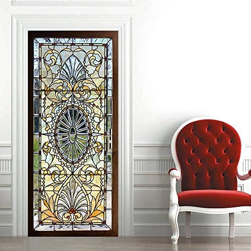 MT*-062 Adesivo 3D per porte interne, per camera da letto, soggiorno, bagno, per la decorazione della casa, 77 x 200 cm, colore verde