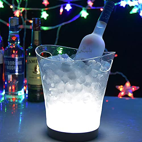 Seau a Champagne Lumineux 5L LED Seau à Glace pour Champagne, Bière, Vin, Boissons, pour Fête, Bar, Domicile