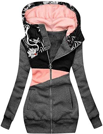 Pianshanzi Damen Kapuzenpullover Casual Drucken Pullover Pulli Groß Hoodie Sweatshirt mit Kapuze Tasche Sweater Jacke Mantel Langarm Hoody für Frauen Oversize Herbst Winter Locker Fit Warm