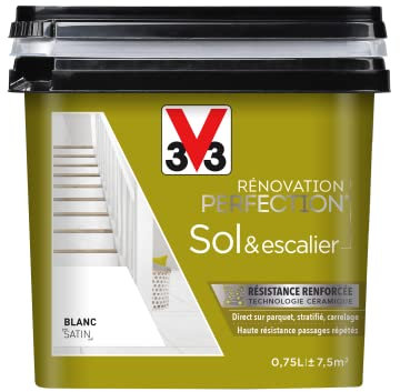 V33 Peinture de rénovation Sol & escalier, Rénovation perfection Blanc satin 750ml