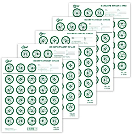 Allen Company EZ Aim IBS Rimfire Paper Shooting Targets, 25-Targets Per Sheet, 14 W x 17 H, 25-Pack, Green/White
