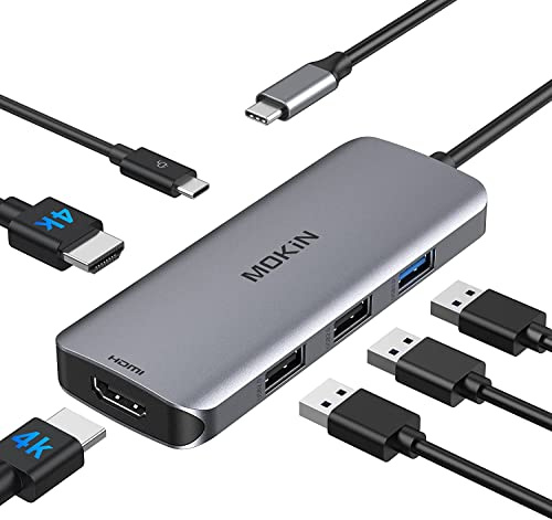 MOKiN USB C Docking Station Dual HDMI Adapter, Laptop Docking Station USB C Hub Dual Monitor auf 2 HDMI, 3 USB 3.0/2.0,100W PD für Dell Latitude 7400, XPS 13/15, Lenovo Yoga, Surface Pro 7 usw