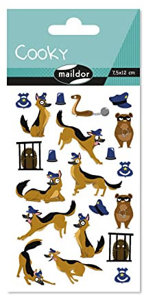 Maildor CY150C - Packung mit 1 Stickerbogen Cooky, 7,5x12 cm, 21 Sticker, Polizei, 1 Pack