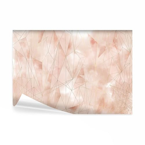 decomonkey Fototapete Abstrakt 150x105 cm Design Tapete Fototapeten Tapeten Wandtapete moderne Wand Schlafzimmer Wohnzimmer Deko Modern Geometrisch Formen Dreieck rosa