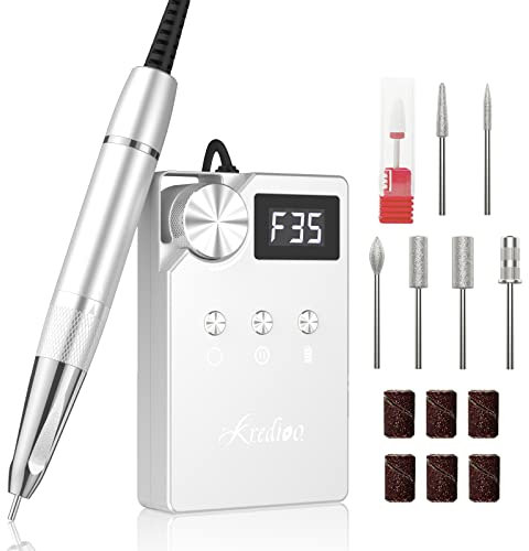 Kredioo Ponceuse pour Ongles 35000 Tours Moteur Brushless Professionnelle avec Affichage Ecran Haute Puissance Efficace pour Retirer Vernis Gel Cuticule Manucure