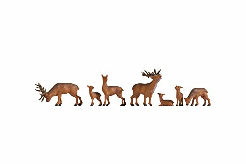 NOCH Modellfiguren „Hirsche“, handbemalte Tierfiguren, für die Spurweite N ideal für Wald Dioramen