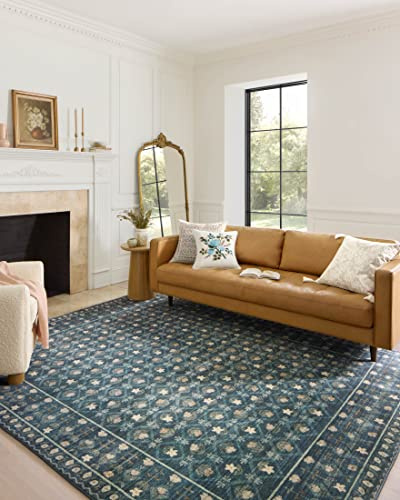 Loloi Rifle Paper Co. Eden Collection EDE-03 Lattice Indigo 7'-6 x 9'-6 Area Rug feat. CloudPile™