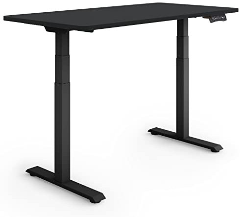 ESMART Germany EZX-132BB 120x60cm Schwarz Ergonomischer Steh-Sitz-Schreibtisch Stufenlos elektrisch höhenverstellbar 60,5-125,5 cm 3 x Memory Aktivitätserinnerung Schnelle Montage