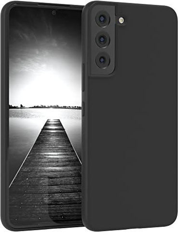 EAZY CASE Premium Silikon Handyhülle kompatibel mit Galaxy S22 Plus 5G Slimcover mit Kameraschutz und Innenfutter, Silikonhülle, Schutzhülle, Bumper, Handy Case, Hülle, Softcase, Schwarz