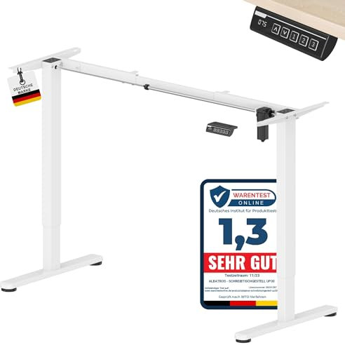 Albatros UP30 weiß, höhenverstellbarer Schreibtisch Gestell, elektrisch für Büro Home Office, stabiles Tischgestell, Arbeiten im Stehen und Sitzen