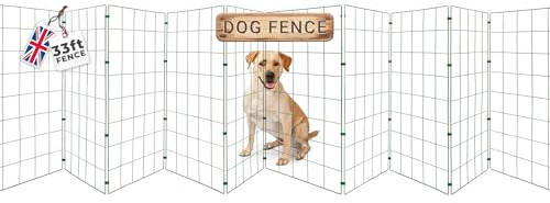 Conka Pets – Outdoor Dog Fence – Wire Garden Barrier for All Sized Dogs – 1 Metre High – 10cmx12cm Mesh Stops Dogs from Jumping - Portable, Strong, Durable and Foldable - Covers 33ft/10 Metre Gap