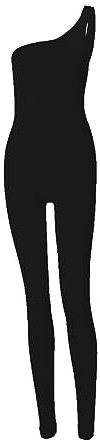 KOEMCY Jumpsuit Damen Sport Lang Bodysuit Eine Schulter Overall Sommer Hosenanzug Romper Playsuit Ärmellos Stretch Bodycon Tank Top Sportanzug (Schwarz, S)