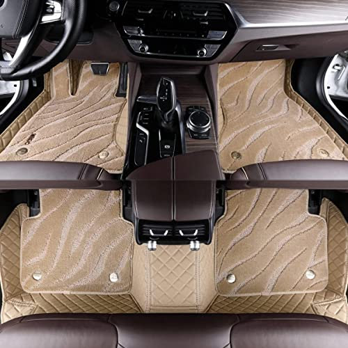 Auto Doppelbodenmatte Fußmatten für B-MW Series 5 2017-2023 G30+G31, Anpassen Leder Fussmatten Kfz-Innenraum Allwetterschutz Wasserdicht Anti Rutsch,B-Beige