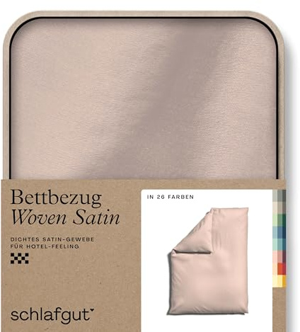 schlafgut Woven Satin Bettwäsche 155x220cm Bettdecke Bezug einzeln, Red Light Uni in Hotelqualität mit 100% Baumwolle | Bettbezug, Deckenbezug, Rot, Satin, 100% Baumwolle, Hotelqualität, bügelfrei, OEKO-TEX