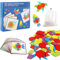 HENGBIRD Geometrische Formen Tangrams Holz Puzzle Spielzeug, 155pcs Holzmuster Blöcke Bunte Hölzerne Intelligenz Puzzle Montessori Lernspielzeug Geschenke für Kinder Vorschule