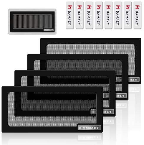 Cubiertas magnéticas de ventilación de suelo 30,5 x 14 cm, 4 Piezas cubierta de rejilla de ventilación de aire, Cubiertas de ventilación para el hogar, piso, techo, Registros de aire estándar, negro