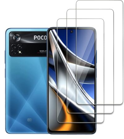 3 Piezas Protector de Pantalla para Xiaomi Poco X4 Pro 5G/Poco X4 GT, Ultra HD Cristal Templado, 9H Dureza, Anti Arañazos, Sin Burbujas, Antihuellas, Ultra Resistente