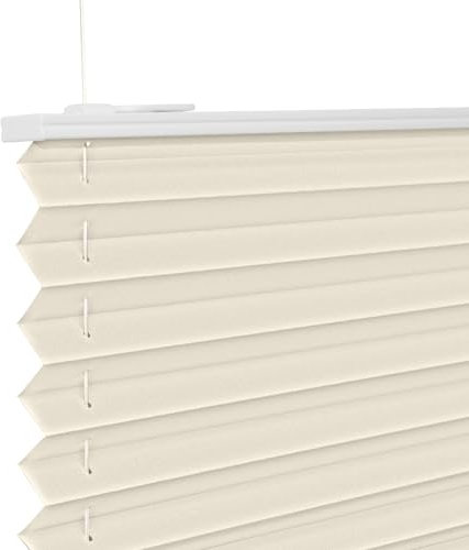 Plissee ohne Bohren Beige 120x140cm Plissee Klemmfix Version Plisseerollo Sichtschutz und Sonnenschutz Blickdicht Easyfix lichtdurchlässig Rollo für Fenster & Tür