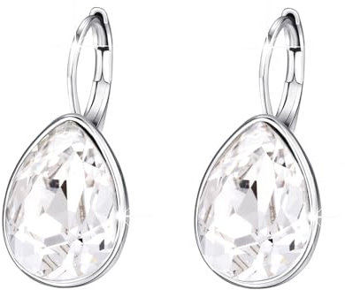 XUPING Kristall Tropfen Ohrringe für Damen Ohrringe Silber Creolen Hängend Weiß Strass Hypoallergenic Jewelry（White）