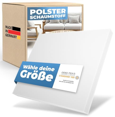 saarschaum Polster Schaumstoff für Sitzkissen • Komfortschaum • Zuschnitt 200 x 120 x 8 cm • RG 35/55