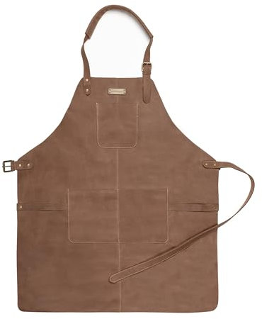 DRAKENSBERG 'Bob' Leder Grillschürze für Männer, Extra Gross, Übergröße, Herren, BBQ Lederschürze, hochwertig, Havanna-Braun, DR00303-XXL