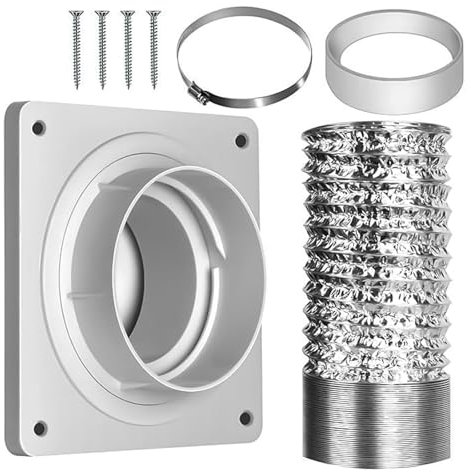 Trocknerentlüftungs-Wandplatte mit Schlauch, Drehverschluss, Trocknerentlüftungsanschluss-Set für Wand, Abluftentlüftung, Trockner, Kanalanschluss, Flansch