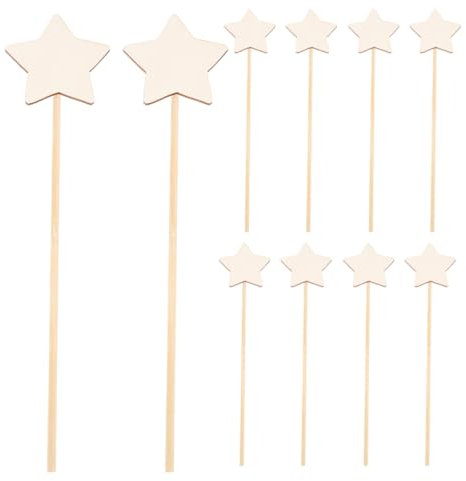 TOYANDONA 10 Pcs Princess Fairy Wands Unfinished Wooden Star Wands Crafts Make Your Own Wands for Kids Girls Diy Crafts Party Supplies
