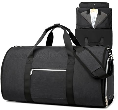 Aolawco Reisetasche Faltbar, Wasserdichter Anzug Kleidersack Reisetasche, U Bag Reisetasche Mit Schuhfach, 3-in-1 Hängenden Faltbaren Koffer für Männer, Frauen, Reisen, Business Schwarz
