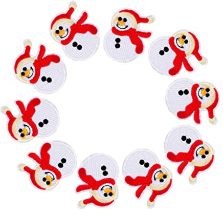 VILLFUL 10stücke Schneemann Aufnäher Zum Aufbügeln Gestickte Weihnachten Patches Für Diy Kleidung Lustige Schneemann Applikationen Für Bastelprojekte Und Dekoration