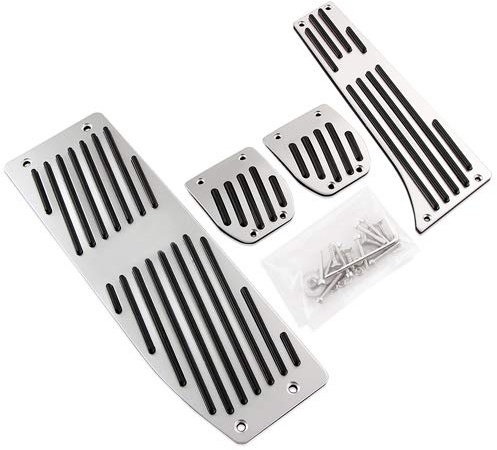 FußStüTze Pedale Aluminiumlegierungs-Rest-Gas-Pedal-Bremspedal-Fit-Verwendung for BMW X1 M3 E39 E46 E87 E84 E90 E91 E92 E92 FußStüTze Bremse(Silver 4PCS MT)
