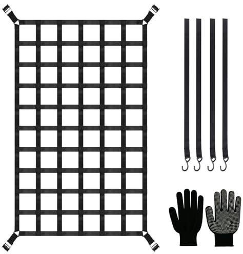 LIROPAU Gepäcknetz für Pickup LKW Ladefläche Verstellbar Schwere Frachtnetz für SUV Pickup Truck Anhänger mit 4 Festen Gurten und Handschuhe - 208cm x 127cm