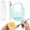 Cuchara y mantel individual de silicona para comida para bebés, cubiertos para comida para bebés, alimentos complementarios, raspado de frutas sin BPA, se adapta a la boca del bebé (azul)