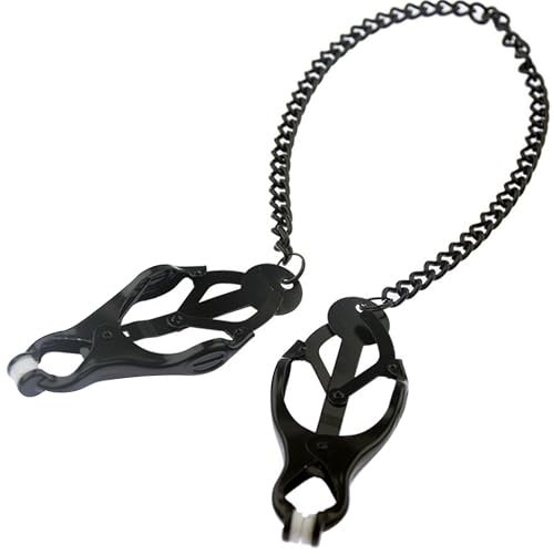 Pince Teton Sexuelle bdsm Jouet Intime Longueur 9cm en Métal couleur noir Jouet Sexuel accessoire bdsm avec chaîne de 32 cm Sex Toy Jeux Érotiques jouets de mamelon sexe pince teton hard FOPS I06-11