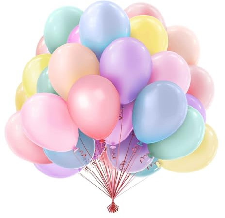 50 Pezzi Palloncini Lattice Pastello,Palloncini Compleanno 10 Pollice,Palloncini Colorati Misti Bambina e Bambino,Decorazioni per feste,Addobbi Matrimonio,baby shower