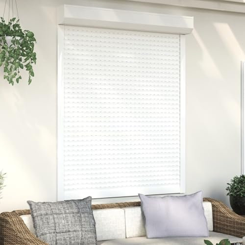 Xichuzi Rollladen Aluminium, Aussenrolladen, Schrank Rollo, Außenrollo, Sonnenschutzrollo Außen, 120 x 150 cm Weiß