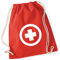 AWASG Turnbeutel Kostüm Karneval Fasching - Gymsac Rucksack mit Fun Print Kreuz - Stoffbeutel Baumwolle mit Kordel zum Zuziehen - Kostüm Arzt Krankenschwester (rot)