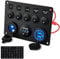 JT-HLM IP65 Waterproof 12V/24V Toggle Switch Panel, Dual USB Charger Port 4.2A, Car Rocker Switches with Lighter Socket, 5 Gang Switch Panel for Car Boat RV Truck Campervan