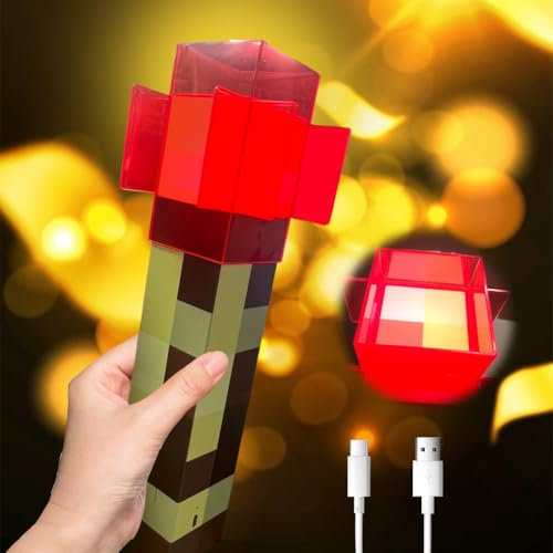Lampe Fackel Wandlampe, Wall Fackel Nachtlicht mit Rot Fackel Stil, Nachtlampe USB Wiederaufladbare LED Lichter, Led Fackel Kinder für Hand oder Wandhalterung Beleuchtung Spielzeug Geschenke, 31cm