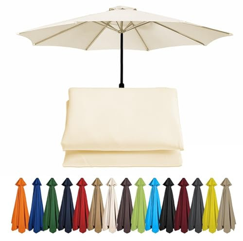 200/230/250/270/280/300/350cm Sonnenschirm Ersatzbezug, Wasserdicht Und Uv Schutz Gartenschirm Stoff Ersetzen, 6 8 Streben Ersatzbespannung(White,8 RIBS/350CM(11.5FT))