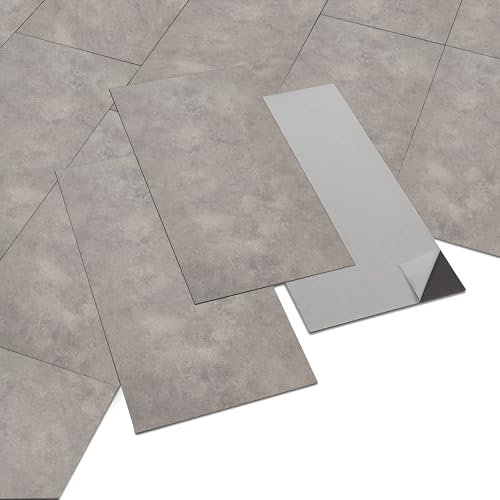 INMOZATA 5m²/28psc Floor Tiles Self Adhesive Vinyl Flooring Peel and Stick Floor Tiles Vinyl Floor Tiles 2.0mm 60X30cm Waterproof for Bedroom Office Floor Plank(Marble Grey)