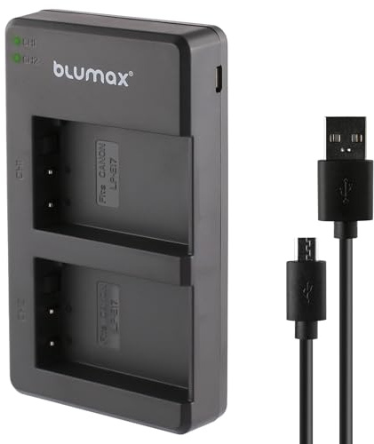 Blumax Mini Dual Charger – USB Ladegerät für Kamera-Akkus, kompatibel mit Canon, Sony, Nikon und Panasonic
