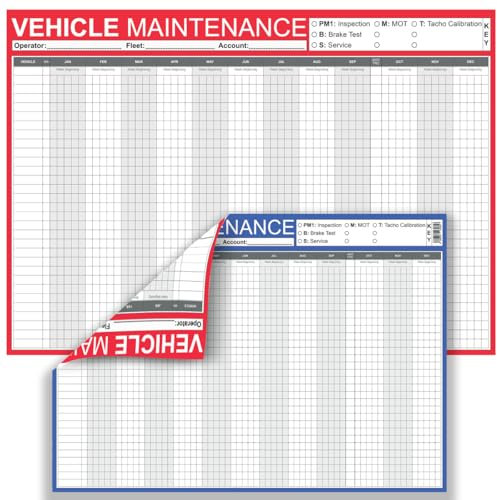 A1 Wall Planner HGV PSV MOT Vehicle Maintenance Large Double Sided & Un-Dated Planning Chart 59.4 x 84.1cm (FOLDED)