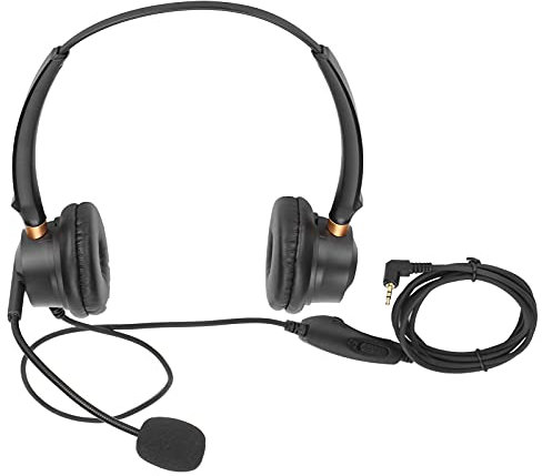Ylwxzenith H600D 2.5 MV Binaural Customer Service Headset, Telephone Headset with Microphone, Noise Reduction, Volume Adjustment, Compatible with Landline Cordless Dect Phones