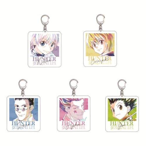 HunterxHunters Acrylic Porte-clés 5pcs Hunter Personnage GON·Freecss Chibi Figure Pendentif Porte-clés pour Les Fans
