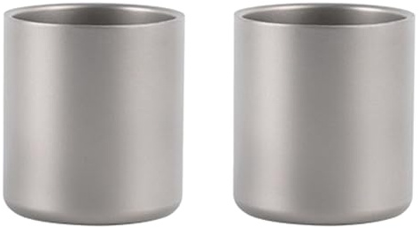 2 tazas de agua de titanio de doble pared de 450 ml, for café, té, for el hogar, la oficina, el exterior, camping, senderismo, picnic, sin asa.