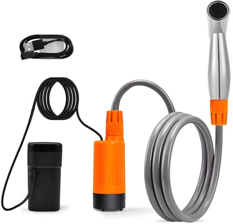 yeeplant Portable Camping Shower, Handheld Bidet Sprayer, Electric Design with USB Charging and Strong Water Flow, Includes Suction Cup and S Hook, Ideal for Camping and Travel