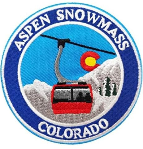 Aspen Snowmass Colorado Patch (8,9 cm) bestickter Bügel-/Aufnäher, Rocky Mountains Reise, Souvenir, Ski-Emblem, DIY, Rucksack, Geschenkflicken